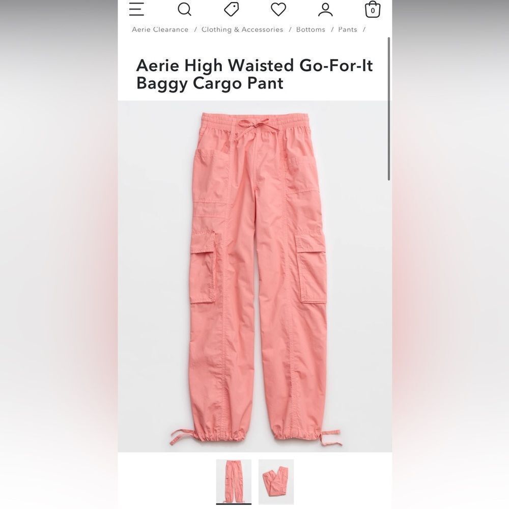 Aerie Coral Go-For-It Cargo Pants
